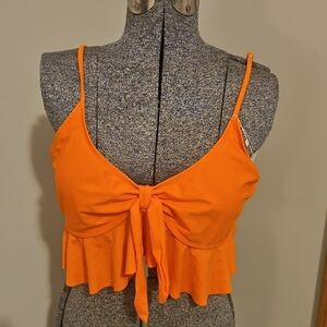 Rose gal orange ruffle bikini top